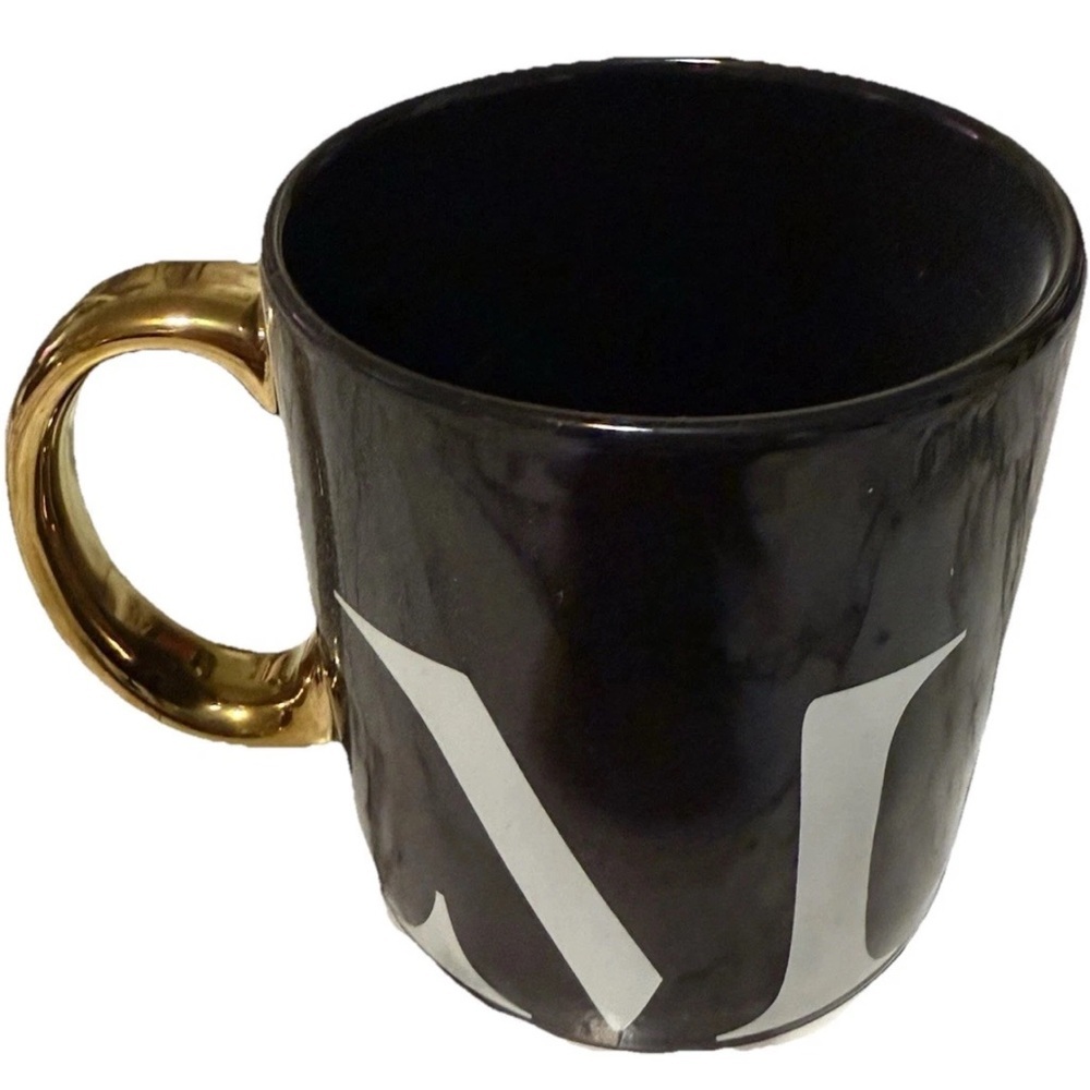 Black Mug with Gold Handle
